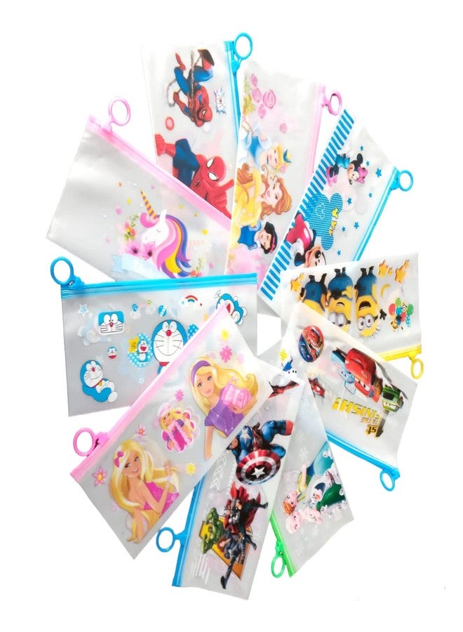 Gifting Square Plastic Cartoon Stationery Zip Pouch for Pen Pencil and Multi Utility Best for Return Navratri Gifts (Design 11, Pack of 24),Multicolor - Image 1
